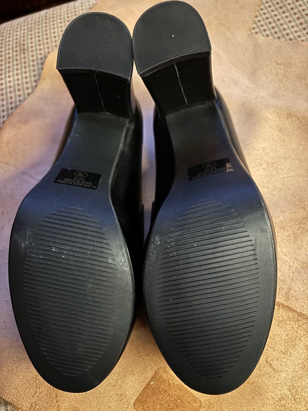 Y-Not ?Black Leather platform Chunky Slip-On Penny Loafers - Picture 5 of 5